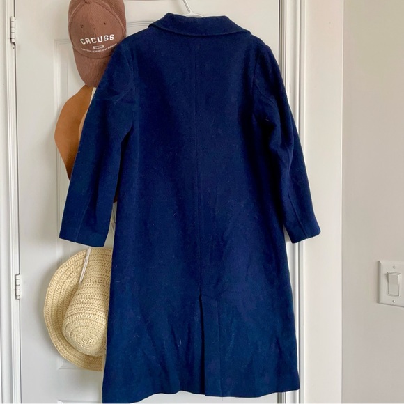 Dark Blue Oversized Wool Coat - Picture 2 of 4